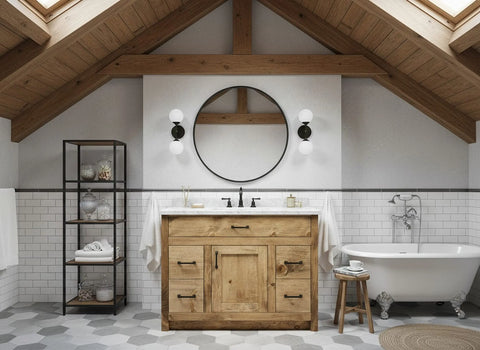 Custom Single Sink Bathroom Vanity – Handcrafted White Pine Cabinet | Made in USA | Model #1091 Limitless Woodworking  item