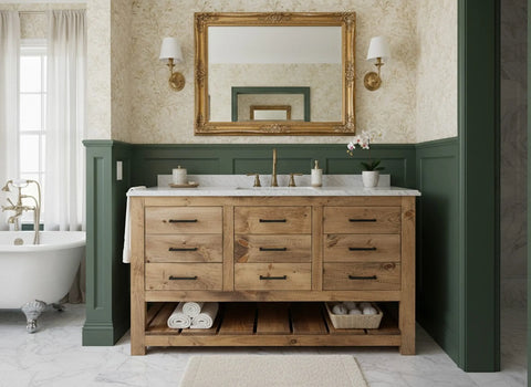 Custom Single Sink Bathroom Vanity – Handcrafted White Pine Rustic Cabinet | Made in USA | Model #1041 Limitless Woodworking  item