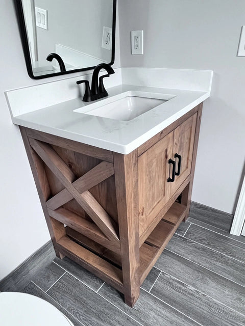 Custom Single Sink Bathroom Vanity – Handcrafted White Pine Wood Cabinet | Made in USA | Model #1025 Limitless Woodworking  item