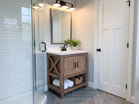 Custom Single Sink Bathroom Vanity – Handcrafted White Pine Wood Cabinet | Made in USA | Model #1025 Limitless Woodworking  item