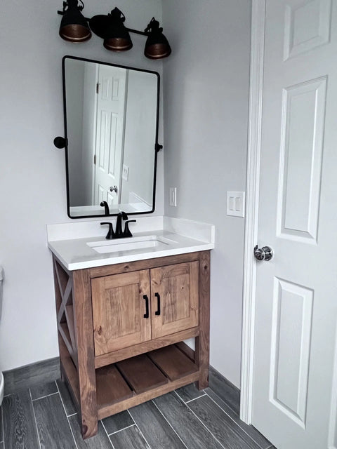 Custom Single Sink Bathroom Vanity – Handcrafted White Pine Wood Cabinet | Made in USA | Model #1025 Limitless Woodworking  item