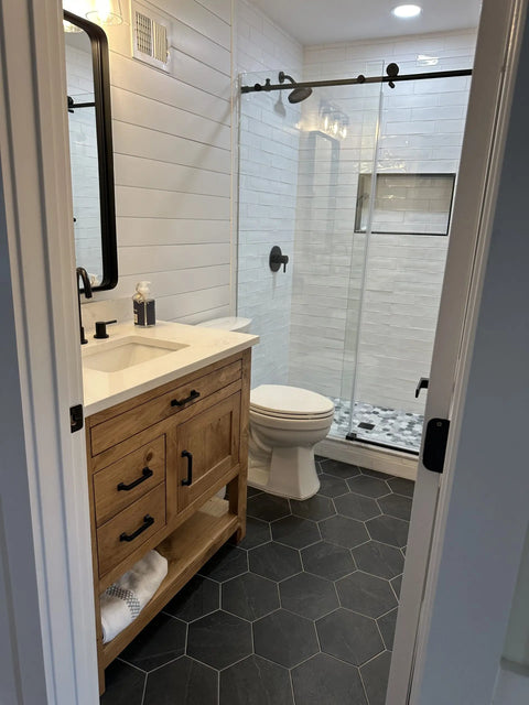 Custom Single Sink Bathroom Vanity – Handcrafted White Pine Wood Cabinet | Made in USA | Model #1044 Limitless Woodworking  item