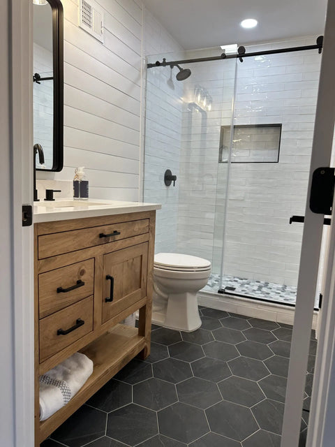 Custom Single Sink Bathroom Vanity – Handcrafted White Pine Wood Cabinet | Made in USA | Model #1044 Limitless Woodworking  item