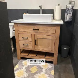 Custom Single Sink Bathroom Vanity – Handcrafted White Pine Wood Cabinet | Made in USA | Model #1044 Limitless Woodworking  item