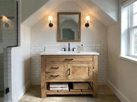 Custom Single Sink Bathroom Vanity – Handcrafted White Pine Wood Cabinet | Made in USA | Model #1044 Limitless Woodworking  item