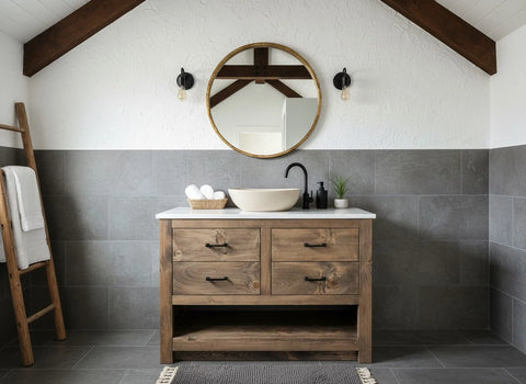 Custom Single Sink Bathroom Vanity – Handcrafted Wood Cabinet With Drawers | Made in USA | Model #1037 Limitless Woodworking  item