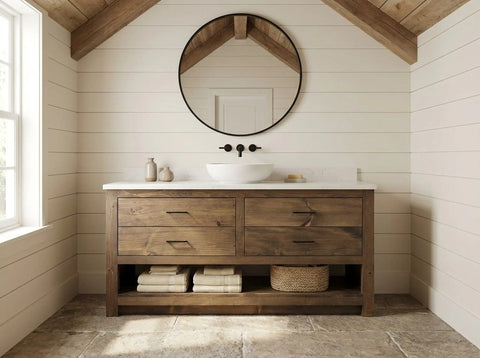 Custom Single Sink Bathroom Vanity – Handcrafted Wood Cabinet With Drawers | Made in USA | Model #1037 Limitless Woodworking  item
