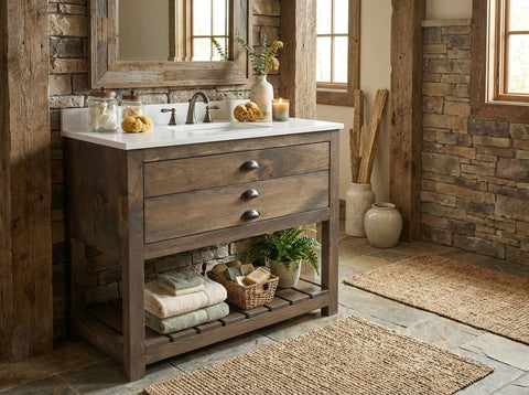 Custom Single Sink Bathroom Vanity – Handmade White Pine Cabinet | Made in USA | Model #1026 Limitless Woodworking  item