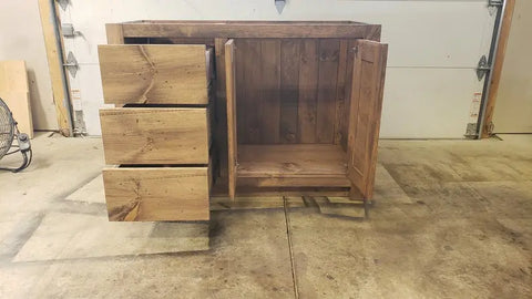 Custom Single Sink Bathroom Vanity – Handmade Wood Cabinet with Drawers and Shaker Doors | Made in USA | Model #1071 Limitless Woodworking  item