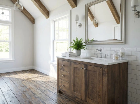 Custom Single Sink Bathroom Vanity – Handmade Wood Cabinet with Drawers and Shaker Doors | Made in USA | Model #1071 Limitless Woodworking  item