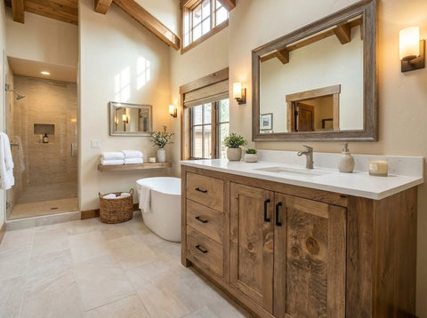 Custom Single Sink Bathroom Vanity – Handmade Wood Cabinet with Drawers and Shaker Doors | Made in USA | Model #1071 Limitless Woodworking  item