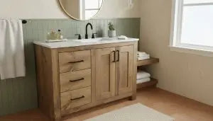 Custom Single Sink Bathroom Vanity – Handmade Wood Cabinet with Drawers and Shaker Doors | Made in USA | Model #1071 Limitless Woodworking  item