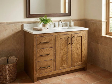 Custom Single Sink Bathroom Vanity – Handmade Wood Cabinet with Drawers and Shaker Doors | Made in USA | Model #1071 Limitless Woodworking  item