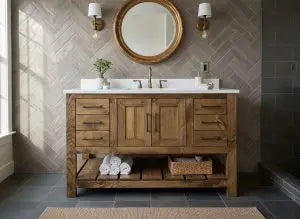 Custom Single Sink Bathroom Vanity – Handmade Wood Cabinet with Storage Drawers | Made in USA | Model #1058 Limitless Woodworking  item