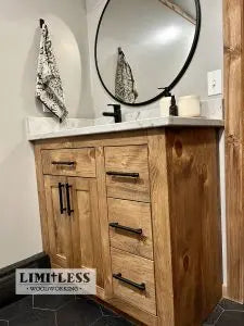 Custom Single Sink Bathroom Vanity – Northeastern White Pine Wood – Handmade in USA f| Model #1046 Limitless Woodworking  item