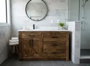 Custom Single Sink Bathroom Vanity – Northeastern White Pine Wood – Handmade in USA f| Model #1046 Limitless Woodworking  item