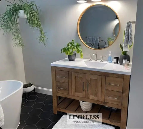 Custom Single Sink Bathroom Vanity – Shaker Style Wood Cabinet With Storage | Made in USA | Model #1039 Limitless Woodworking  item