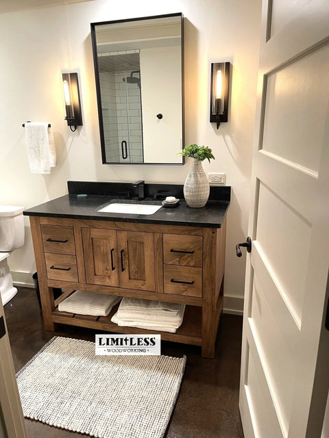 Custom Single Sink Bathroom Vanity – Shaker Style Wood Cabinet With Storage | Made in USA | Model #1039 Limitless Woodworking  item