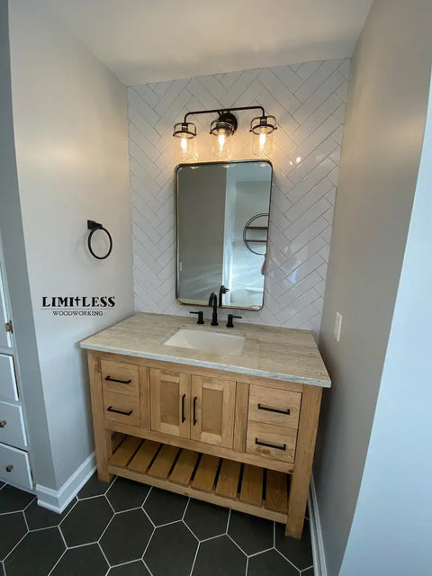 Custom Single Sink Bathroom Vanity – Shaker Style Wood Cabinet With Storage | Made in USA | Model #1039 Limitless Woodworking  item