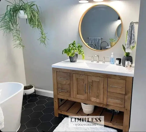 Custom Single Sink Bathroom Vanity – Shaker Style Wood Cabinet With Storage | Made in USA | Model #1039 Limitless Woodworking  item