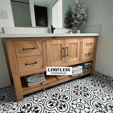 Custom Single Sink Bathroom Vanity – Shaker Style Wood Cabinet With Storage | Made in USA | Model #1039 Limitless Woodworking  item