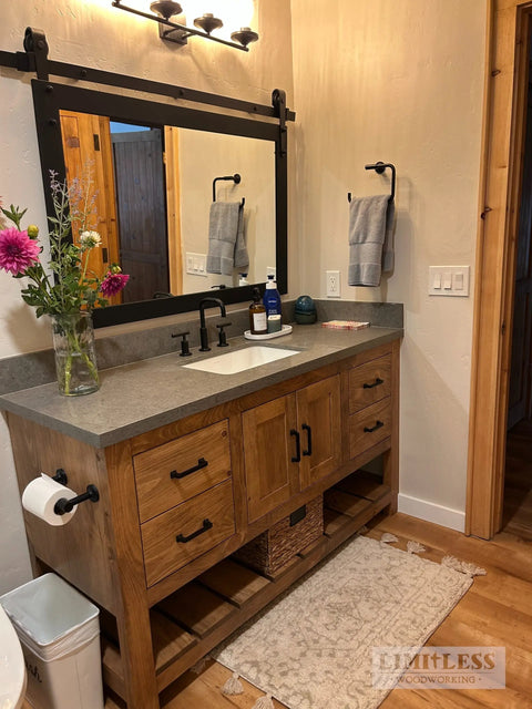 Custom Single Sink Bathroom Vanity – Shaker Style Wood Cabinet With Storage | Made in USA | Model #1039 Limitless Woodworking  item
