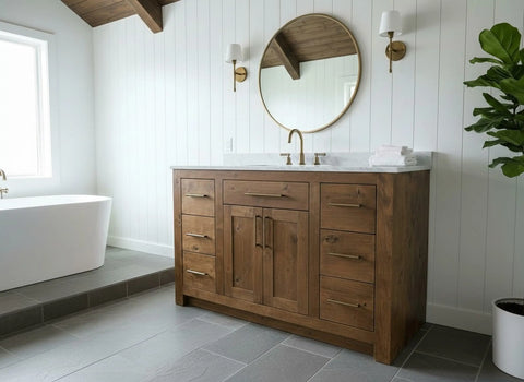 Custom Single Sink Bathroom Vanity – Shaker Style Wood Cabinet | Made in USA | Model #1063 Limitless Woodworking  item