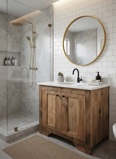 Custom Single Sink Bathroom Vanity – Solid Wood Shaker Style Cabinet | Made in USA | Model #1093 Limitless Woodworking  item