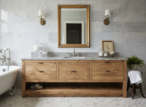 Custom Single Sink Bathroom Vanity – White Pine Wood Cabinet | Made in USA | Model #1083 Limitless Woodworking  item
