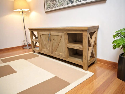 Custom Solid Wood Media Center – X-Side Design – Limitless Woodworking | Made in USA | Model #1130 Limitless Woodworking  item