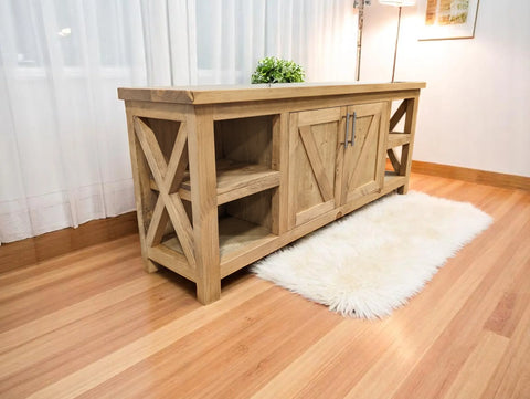 Custom Solid Wood Media Center – X-Side Design – Limitless Woodworking | Made in USA | Model #1130 Limitless Woodworking  item