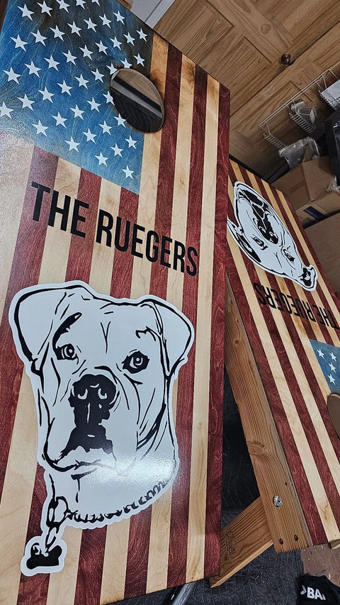 Custom Themed Cornhole Board Set – 2-Piece Lawn Game with Don’t Tread on Me Design | Made in USA American Grains LLC 