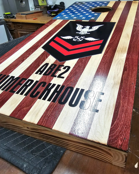 Custom Themed Cornhole Board Set – 2-Piece Lawn Game with Don’t Tread on Me Design | Made in USA American Grains LLC 