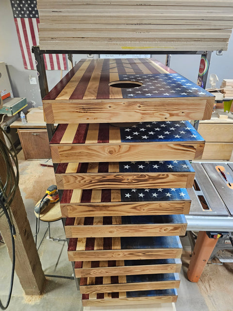 Custom Themed Cornhole Board Set – 2-Piece Lawn Game with Don’t Tread on Me Design | Made in USA American Grains LLC 