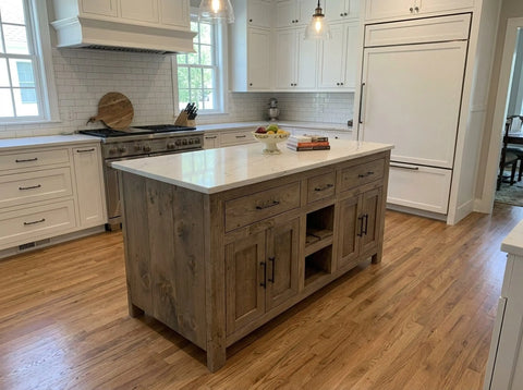 Custom White Pine Kitchen Island with Adjustable Length – Handcrafted Wood Cart | Made in USA | Model #1062 Limitless Woodworking  item