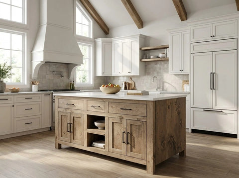 Custom White Pine Kitchen Island with Adjustable Length – Handcrafted Wood Cart | Made in USA | Model #1062 Limitless Woodworking  item