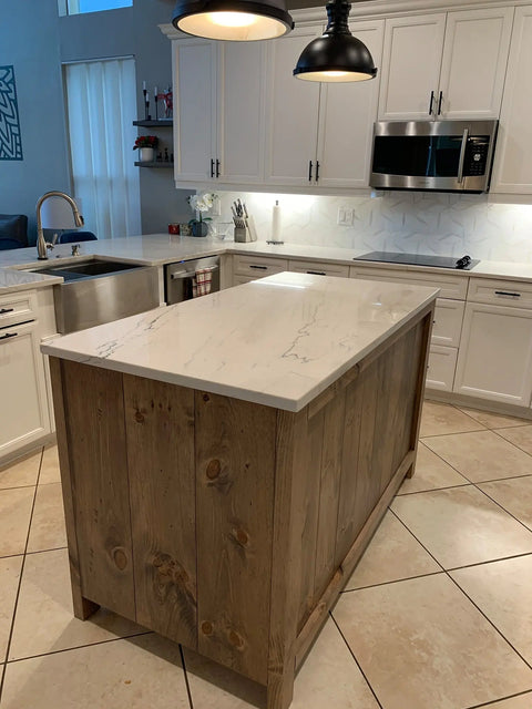 Custom White Pine Kitchen Island with Adjustable Length – Handcrafted Wood Cart | Made in USA | Model #1062 Limitless Woodworking  item