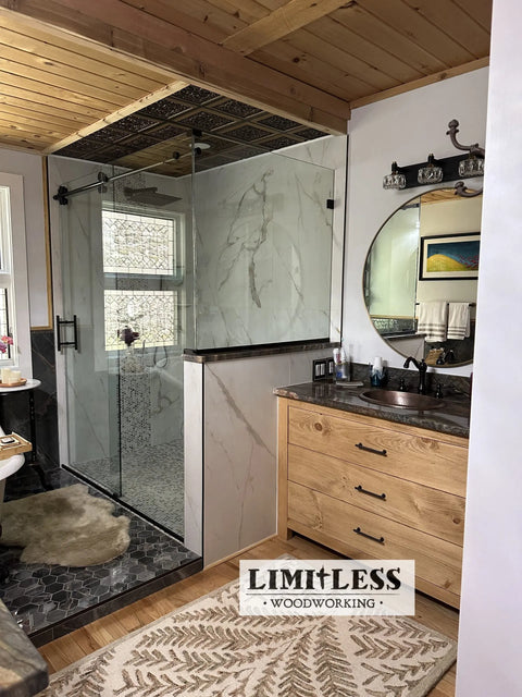 Custom Wooden Single Sink Bathroom Vanity – Handmade White Pine – Limitless Woodworking | Made in USA | Model 1053 Limitless Woodworking  item