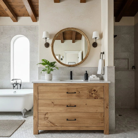 Custom Wooden Single Sink Bathroom Vanity – Handmade White Pine – Limitless Woodworking | Made in USA | Model 1053 Limitless Woodworking  item
