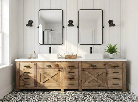Customizable Double Sink Bathroom Vanity – Handcrafted Northeastern White Pine Cabinetry | Made in USA | Model #1099 Limitless Woodworking  item