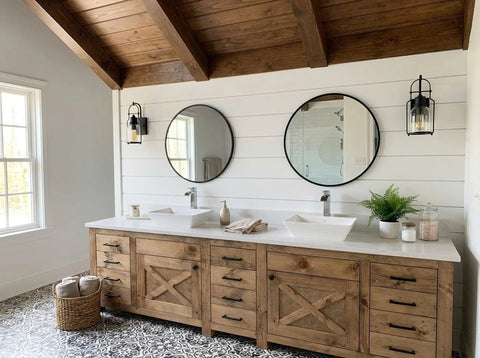 Customizable Double Sink Bathroom Vanity – Handcrafted Northeastern White Pine Cabinetry | Made in USA | Model #1099 Limitless Woodworking  item