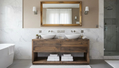 Customizable Double Sink Bathroom Vanity – Handcrafted White Pine Cabinet | Made in USA | Model #1042 Limitless Woodworking  item