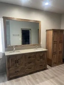 Customizable Double Sink Bathroom Vanity – Handcrafted White Pine Rustic Cabinet | Made in USA | Model #1019 Limitless Woodworking  item