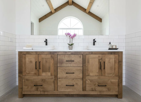 Customizable Double Sink Bathroom Vanity – Handcrafted White Pine Rustic Cabinet | Made in USA | Model #1019 Limitless Woodworking  item
