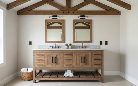 Customizable Double Sink Bathroom Vanity – Northeastern White Pine Wood – Made in USA | Model #1075 Limitless Woodworking  item