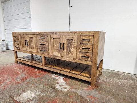 Customizable Double Sink Bathroom Vanity – Northeastern White Pine Wood – Made in USA | Model #1075 Limitless Woodworking  item