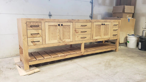 Customizable Double Sink Bathroom Vanity – Northeastern White Pine Wood – Made in USA | Model #1075 Limitless Woodworking  item