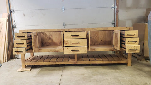 Customizable Double Sink Bathroom Vanity – Northeastern White Pine Wood – Made in USA | Model #1075 Limitless Woodworking  item