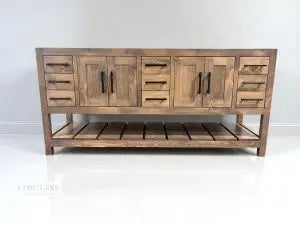Customizable Double Sink Bathroom Vanity – Northeastern White Pine Wood – Made in USA | Model #1075 Limitless Woodworking  item