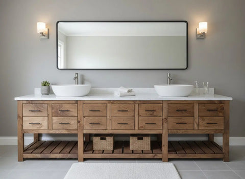 Customizable Double Sink Bathroom Vanity – Premium Wood Cabinet With Drawers | Made in USA | Model #1123 Limitless Woodworking  item